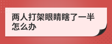 两人打架眼睛瞎了一半怎么办