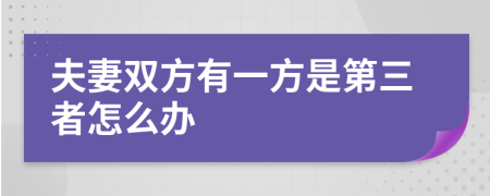 夫妻双方有一方是第三者怎么办