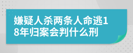 嫌疑人杀两条人命逃18年归案会判什么刑