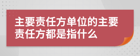 主要责任方单位的主要责任方都是指什么