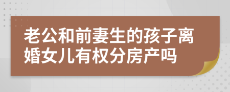 老公和前妻生的孩子离婚女儿有权分房产吗