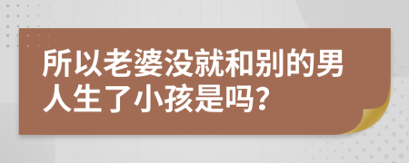 所以老婆没就和别的男人生了小孩是吗？