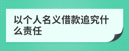 以个人名义借款追究什么责任