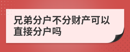 兄弟分户不分财产可以直接分户吗