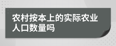 农村按本上的实际农业人口数量吗