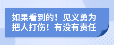 如果看到的！见义勇为把人打伤！有没有责任