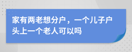 家有两老想分户，一个儿子户头上一个老人可以吗
