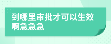 到哪里审批才可以生效啊急急急