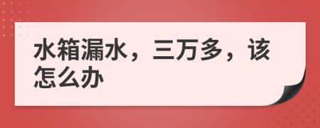 水箱漏水，三万多，该怎么办