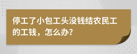 停工了小包工头没钱结农民工的工钱，怎么办？