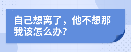 自己想离了，他不想那我该怎么办？