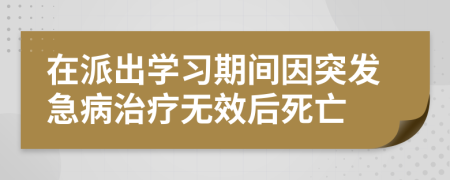 在派出学习期间因突发急病治疗无效后死亡