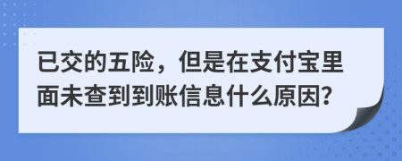 已交的五险，但是在支付宝里面未查到到账信息什么原因？