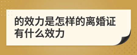 的效力是怎样的离婚证有什么效力