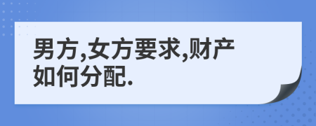 男方,女方要求,财产如何分配.