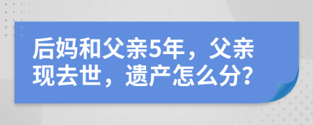 后妈和父亲5年，父亲现去世，遗产怎么分？