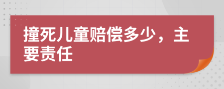 撞死儿童赔偿多少，主要责任