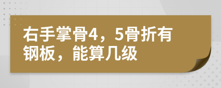 右手掌骨4，5骨折有钢板，能算几级