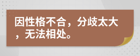 因性格不合，分歧太大，无法相处。