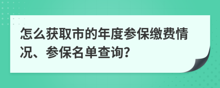 怎么获取市的年度参保缴费情况、参保名单查询？