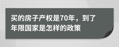 买的房子产权是70年，到了年限国家是怎样的政策