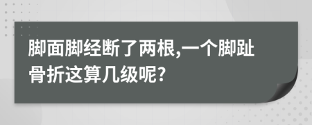 脚面脚经断了两根,一个脚趾骨折这算几级呢?