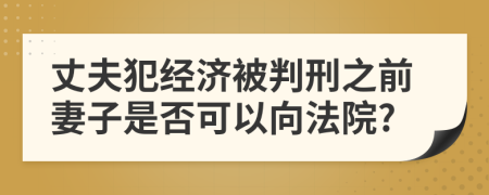 丈夫犯经济被判刑之前妻子是否可以向法院?