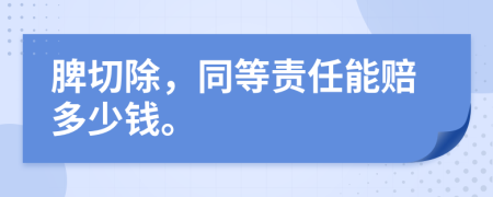 脾切除，同等责任能赔多少钱。