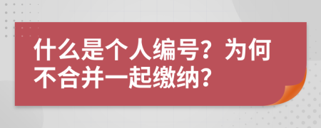 什么是个人编号？为何不合并一起缴纳？