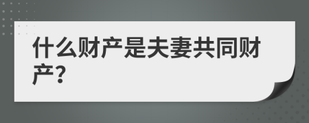 什么财产是夫妻共同财产？