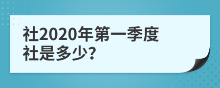 社2020年第一季度社是多少？