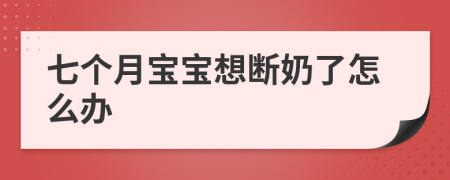 七个月宝宝想断奶了怎么办