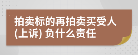 拍卖标的再拍卖买受人(上诉) 负什么责任