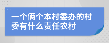 一个俩个本村委办的村委有什么责任农村