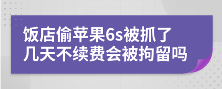 饭店偷苹果6s被抓了几天不续费会被拘留吗