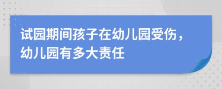 试园期间孩子在幼儿园受伤，幼儿园有多大责任