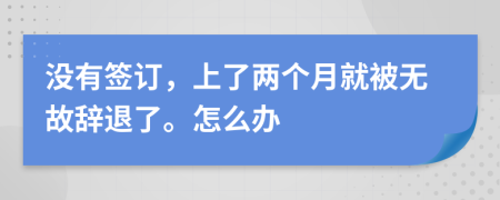 没有签订，上了两个月就被无故辞退了。怎么办