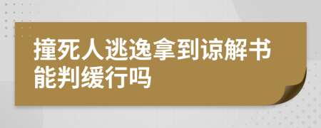 撞死人逃逸拿到谅解书能判缓行吗