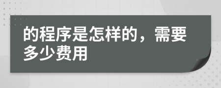 的程序是怎样的，需要多少费用