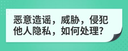 恶意造谣，威胁，侵犯他人隐私，如何处理?