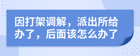 因打架调解，派出所给办了，后面该怎么办了