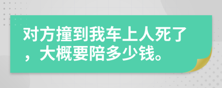 对方撞到我车上人死了，大概要陪多少钱。