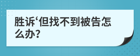 胜诉‘但找不到被告怎么办？