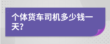 个体货车司机多少钱一天？