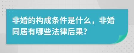 非婚的构成条件是什么，非婚同居有哪些法律后果？