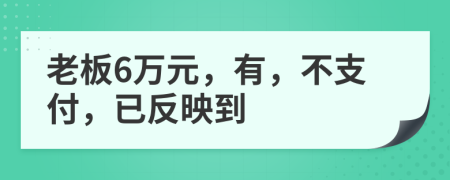 老板6万元，有，不支付，已反映到