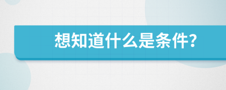 想知道什么是条件？