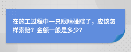 在施工过程中一只眼睛碰瞎了，应该怎样索赔？金额一般是多少？