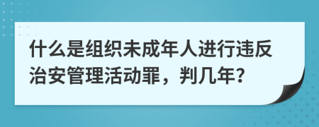 什么是组织未成年人进行违反治安管理活动罪，判几年？