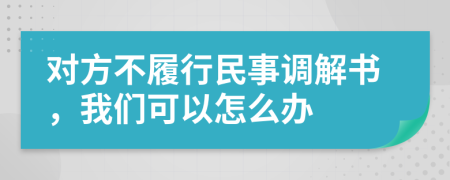 对方不履行民事调解书，我们可以怎么办